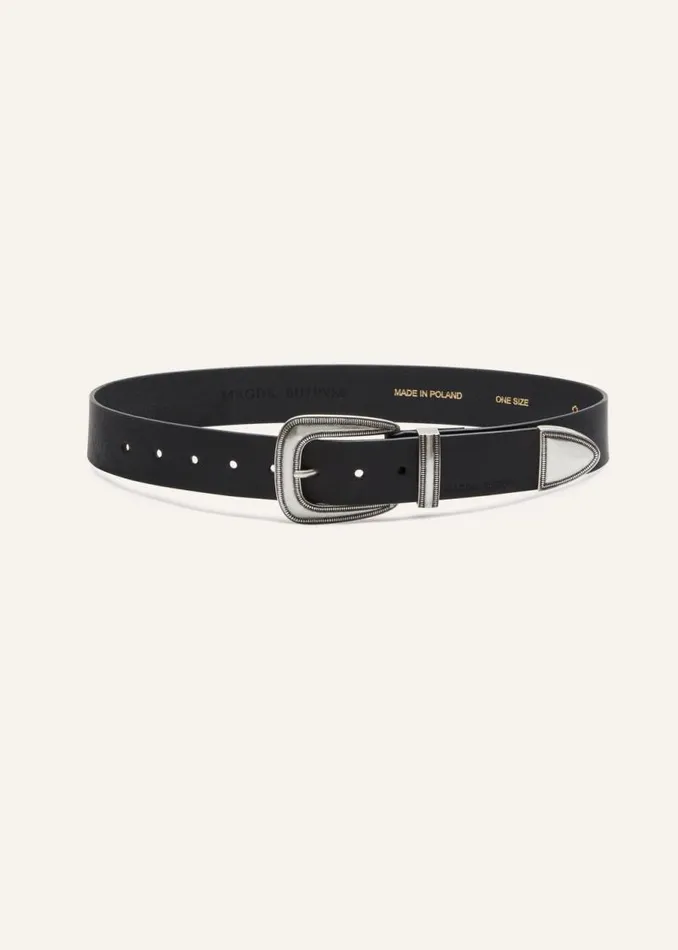 Shop Magda Butrym Accessories Silvertone Buckle Belt In Black Leather Shop Magda Butrym Accessories Silvertone Buckle Belt In Black Leather