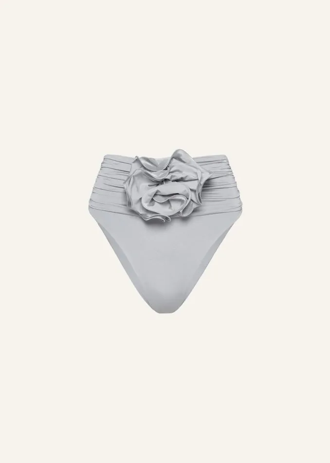 Shop Magda Butrym Beachwear Classic High Waist Flower Swim Bottom In Metallic Grey Shop Magda Butrym Beachwear Classic High Waist Flower Swim Bottom In Metallic Grey