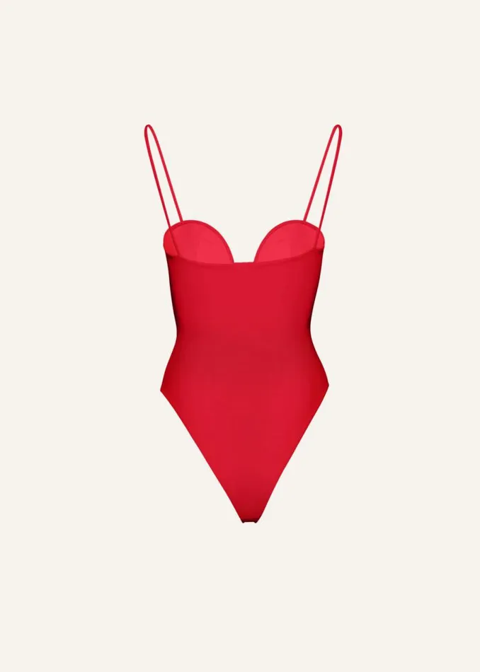 Shop Magda Butrym Beachwear Retro Bustier Swimsuit In Red Shop Magda Butrym Beachwear Retro Bustier Swimsuit In Red