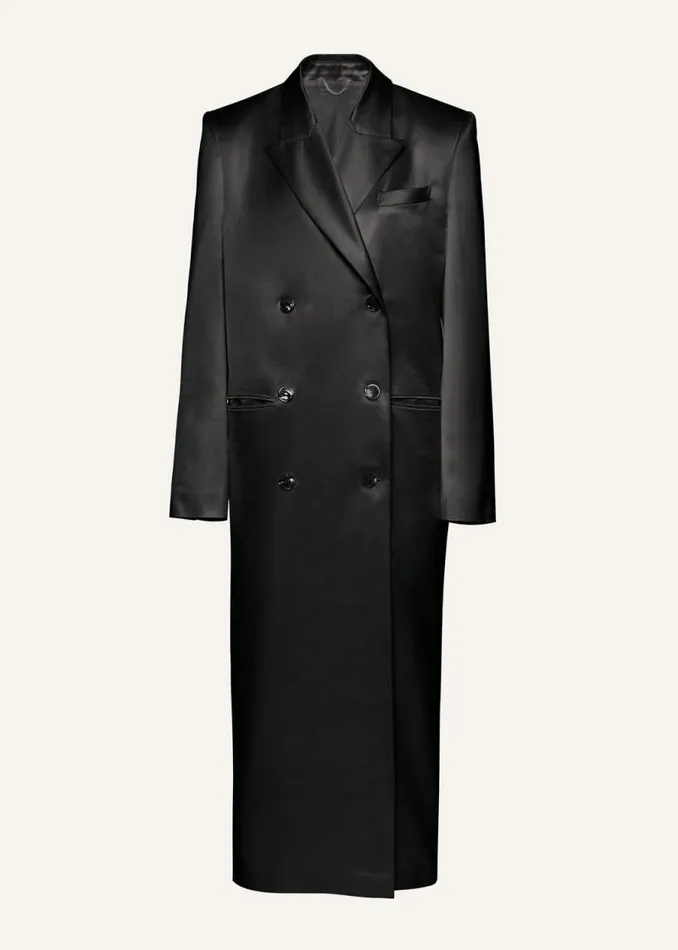 Shop Magda Butrym Coats And Jackets Classic Double Breasted Silk Coat In Black Shop Magda Butrym Coats And Jackets Classic Double Breasted Silk Coat In Black