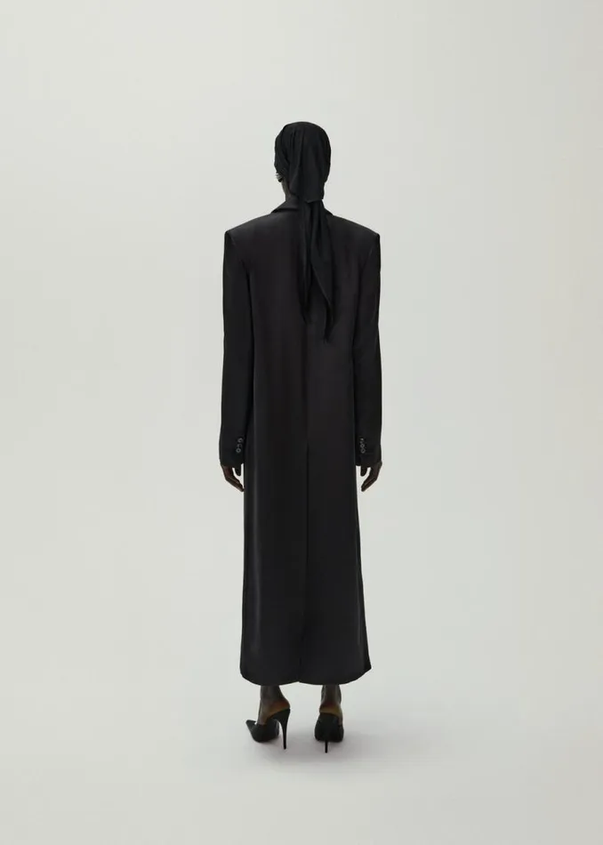 Shop Magda Butrym Coats And Jackets Classic Double Breasted Silk Coat In Black Shop Magda Butrym Coats And Jackets Classic Double Breasted Silk Coat In Black