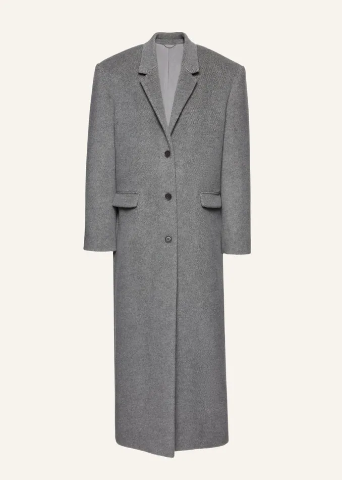 Shop Magda Butrym Coats And Jackets Singlebreasted Long Wool Coat In Grey