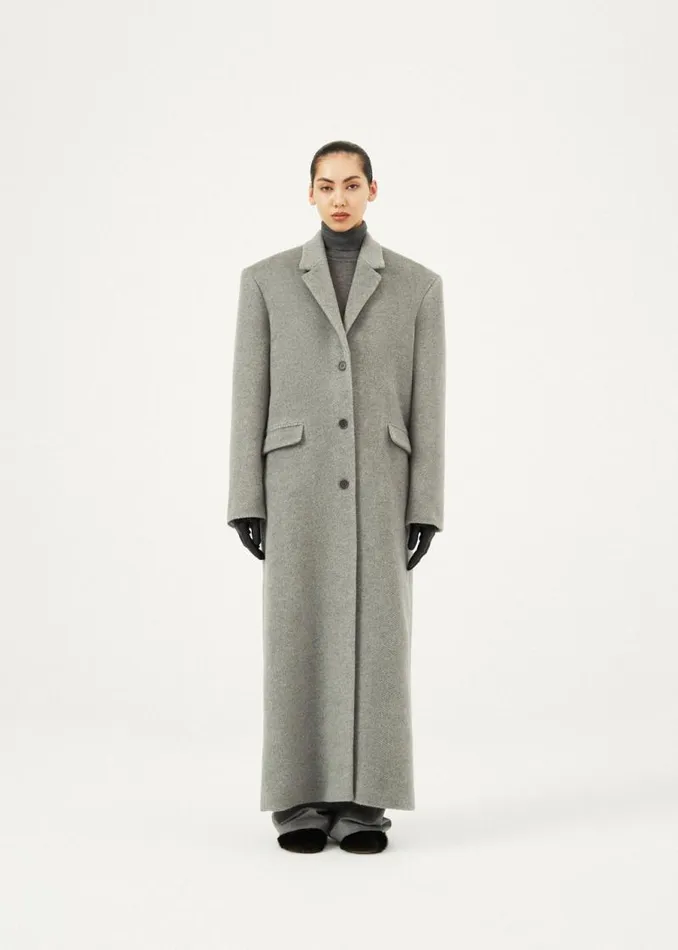 Shop Magda Butrym Coats And Jackets Singlebreasted Long Wool Coat In Grey Shop Magda Butrym Coats And Jackets Singlebreasted Long Wool Coat In Grey