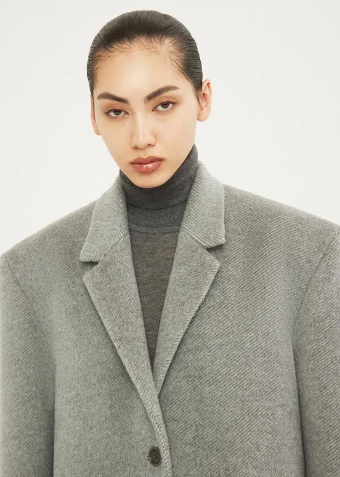 Shop Magda Butrym Coats And Jackets Singlebreasted Long Wool Coat In Grey Shop Magda Butrym Coats And Jackets Singlebreasted Long Wool Coat In Grey