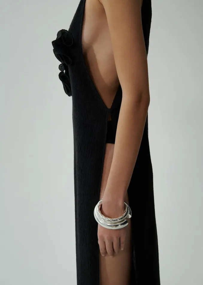 Shop Magda Butrym Dresses Crepe High Leg Maxi Dress In Black Shop Magda Butrym Dresses Crepe High Leg Maxi Dress In Black