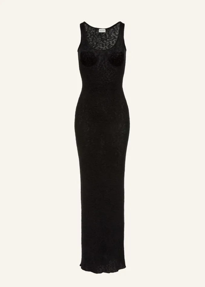 Shop Magda Butrym Dresses Crochet Bra Knit Tank Dress In Black