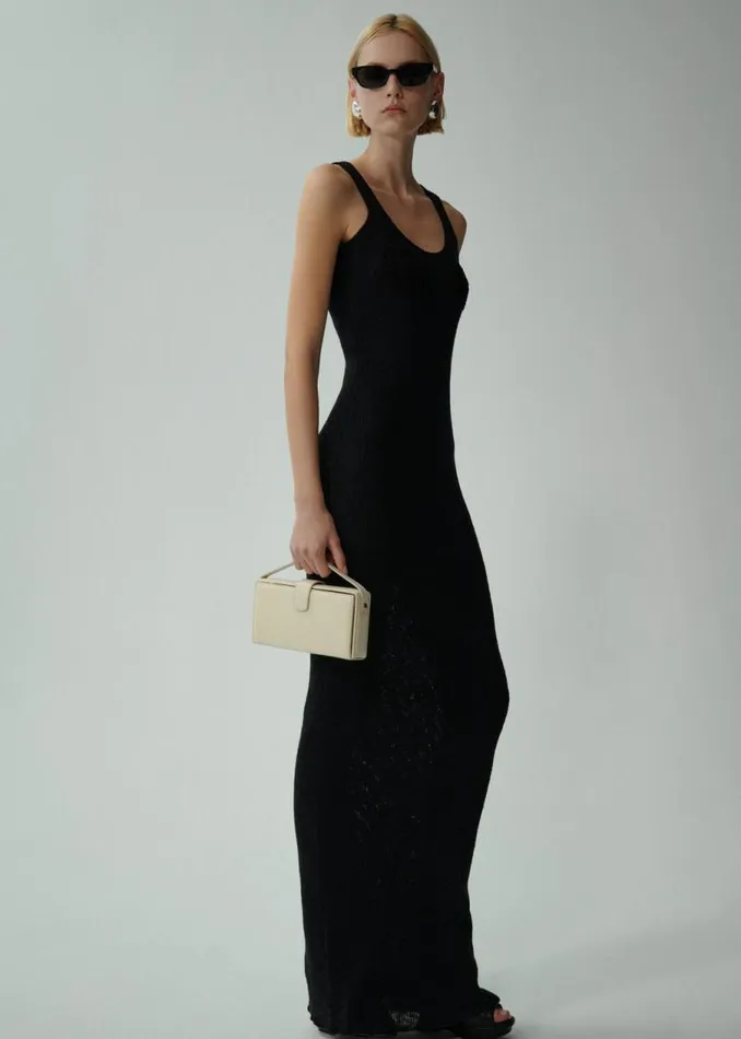 Shop Magda Butrym Dresses Crochet Bra Knit Tank Dress In Black Shop Magda Butrym Dresses Crochet Bra Knit Tank Dress In Black
