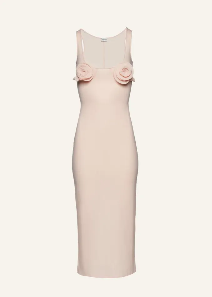 Shop Magda Butrym Dresses Flower Bra Jersey Midi Dress In Peach