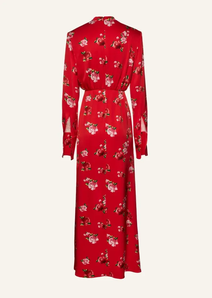 Shop Magda Butrym Dresses Silk Round Neck Gown In Red Print