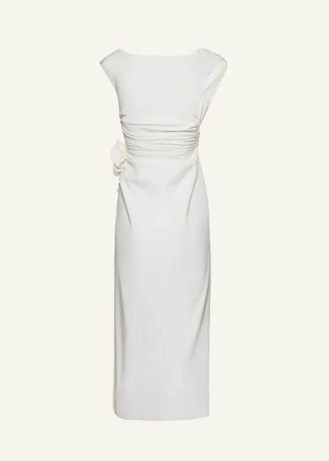 Shop Magda Butrym Dresses Wrap Shoulder Silk Midi Dress In Cream