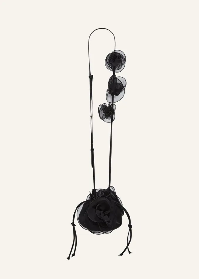 Shop Magda Butrym Handbags Magda Bag Muslin Strap In Black Satin