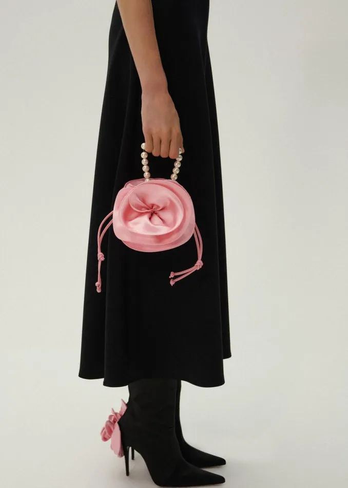 Shop Magda Butrym Handbags Magda Bag Pearl Strap In Pink Satin Shop Magda Butrym Handbags Magda Bag Pearl Strap In Pink Satin