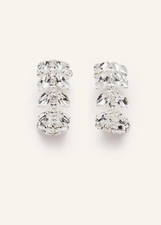 Shop Magda Butrym Jewelry Crystal Marquise Drop Earrings In Silver