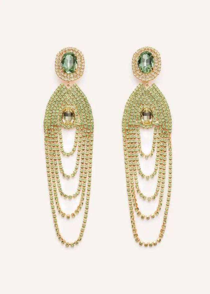 Shop Magda Butrym Jewelry Emerald Crystal Dangle Loop Earrings In Gold