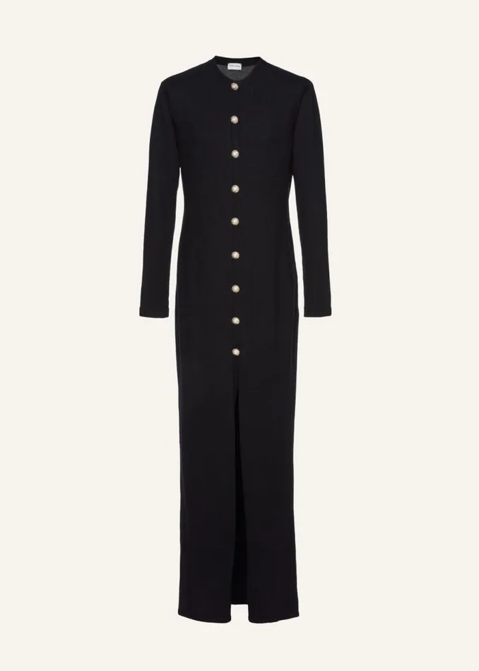 Shop Magda Butrym Knitwear Pearl Button Duster Cardigan In Black