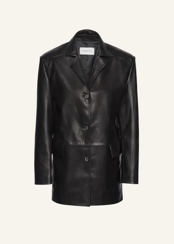 Shop Magda Butrym Leather And Shearling Leather Car Jacket In Black