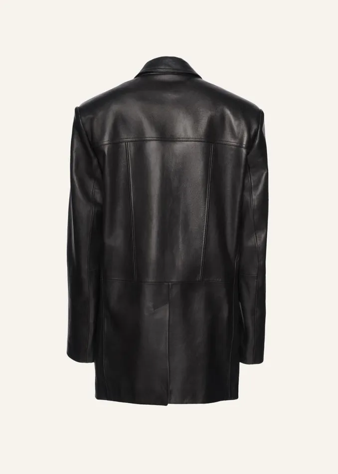 Shop Magda Butrym Leather And Shearling Leather Car Jacket In Black Shop Magda Butrym Leather And Shearling Leather Car Jacket In Black