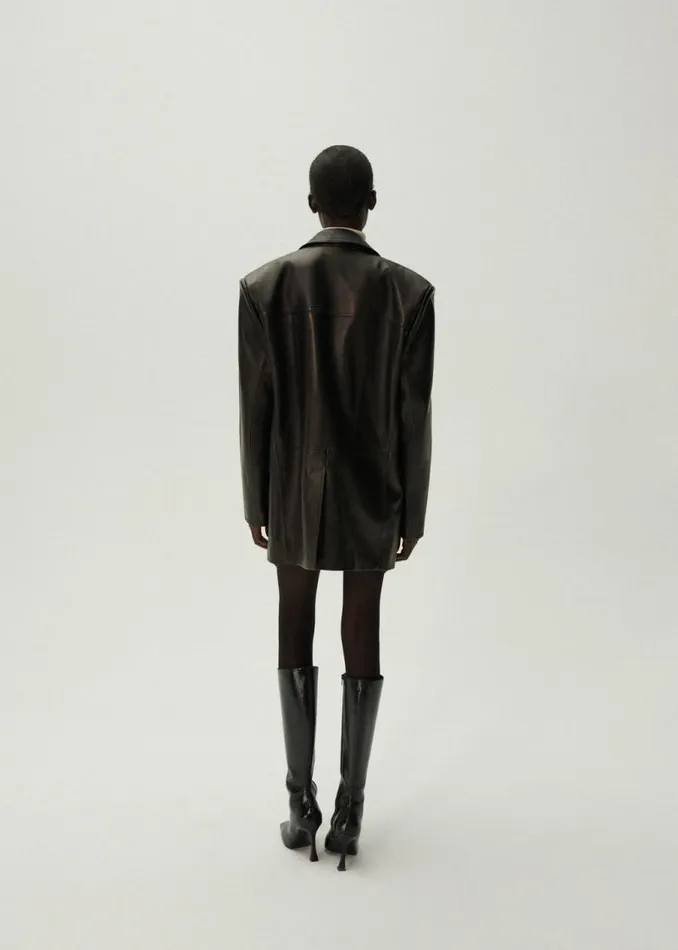 Shop Magda Butrym Leather And Shearling Leather Car Jacket In Black Shop Magda Butrym Leather And Shearling Leather Car Jacket In Black