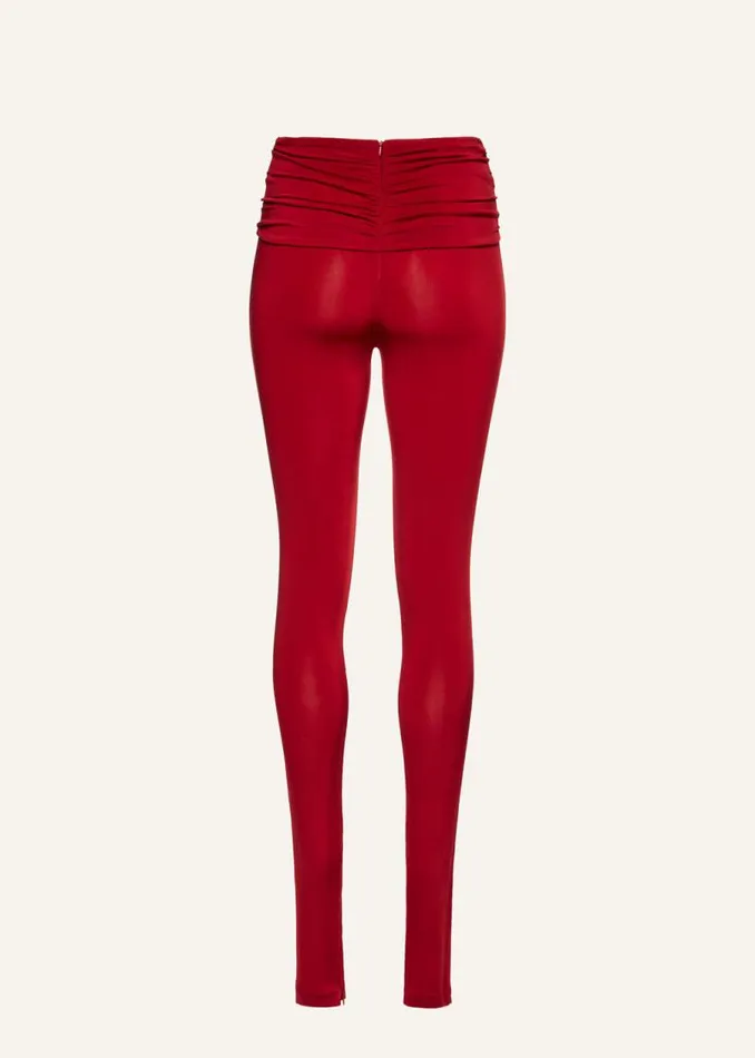 Shop Magda Butrym Pants Flower Embellished Skinny Leggings In Red