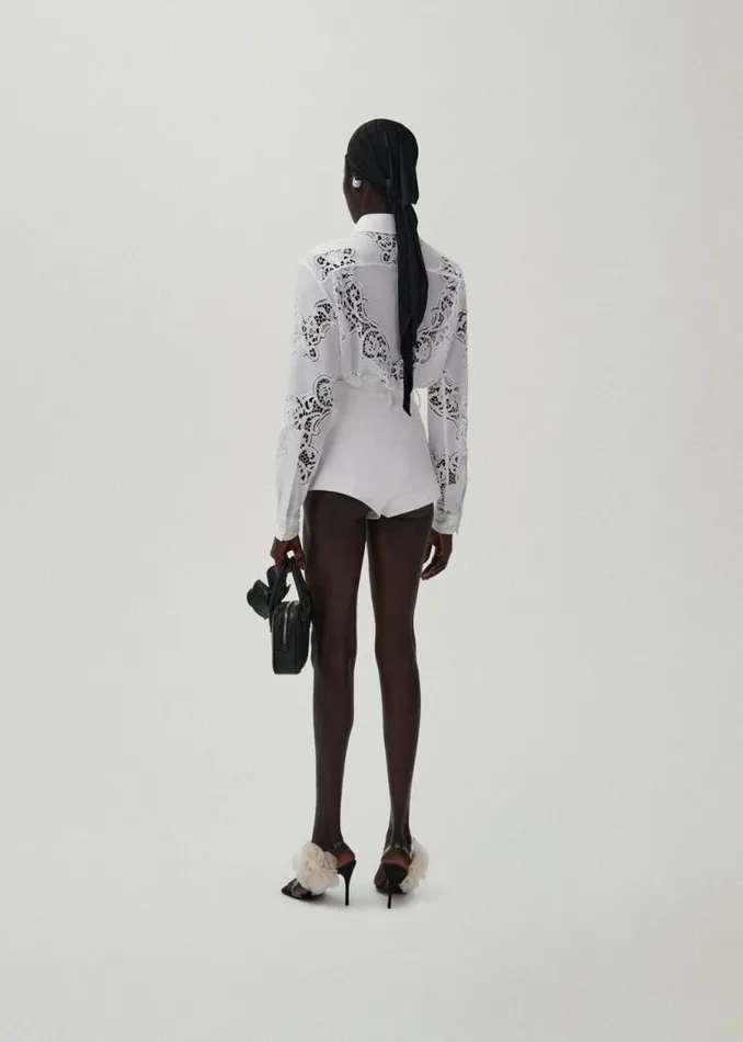 Shop Magda Butrym Pants Highwaist Cotton Shorts In White