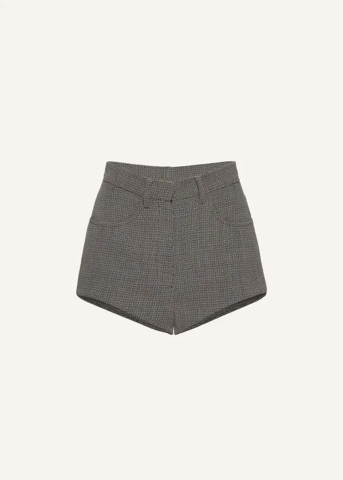 Shop Magda Butrym Pants Highwaist Twill Shorts In Grey