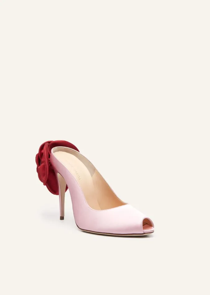 Shop Magda Butrym Shoes Peep Toe Mules Is Pink Satin Shop Magda Butrym Shoes Peep Toe Mules Is Pink Satin