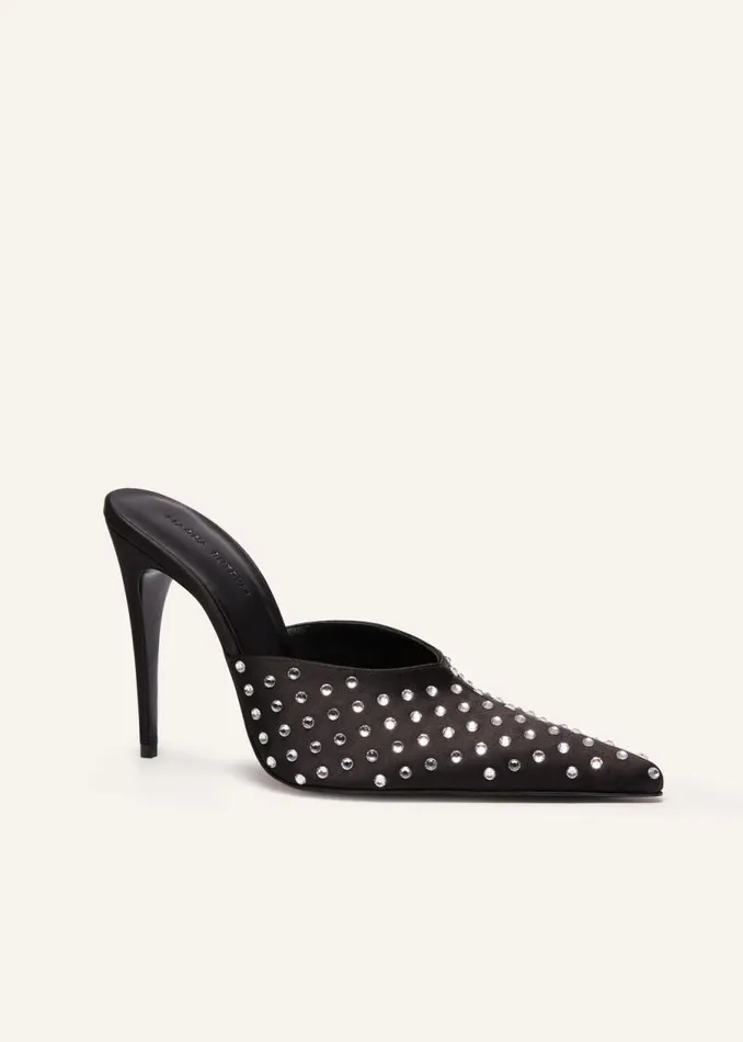 Shop Magda Butrym Shoes Pointed Crystal Mules In Black Shop Magda Butrym Shoes Pointed Crystal Mules In Black