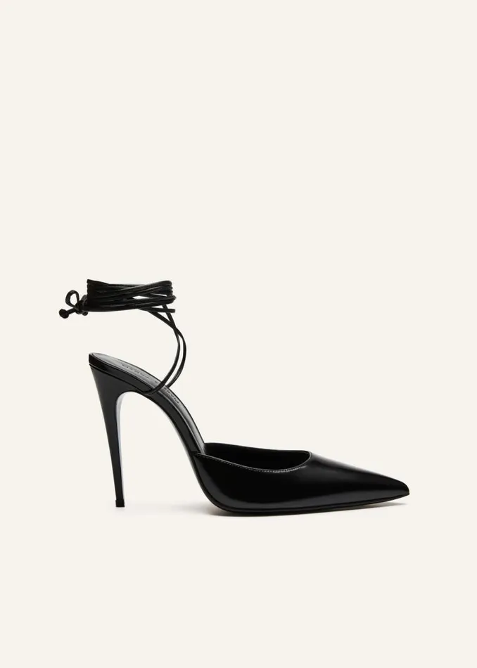 Shop Magda Butrym Shoes Pointedtoe Mule Wrap Pumps In Black Leather