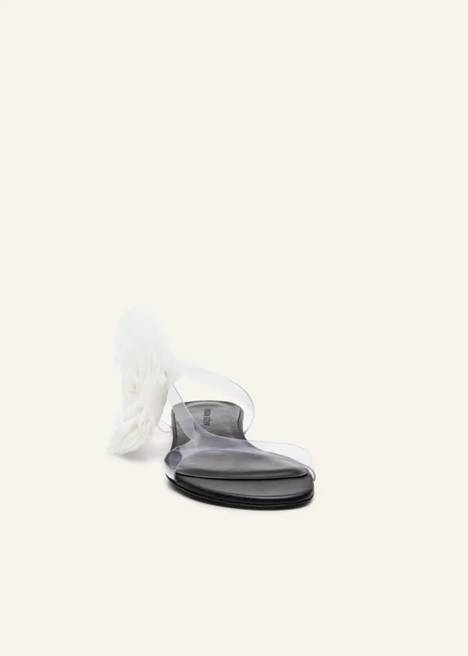 Shop Magda Butrym Shoes Rose PVC Flat Sandals In Black Cream Shop Magda Butrym Shoes Rose PVC Flat Sandals In Black Cream