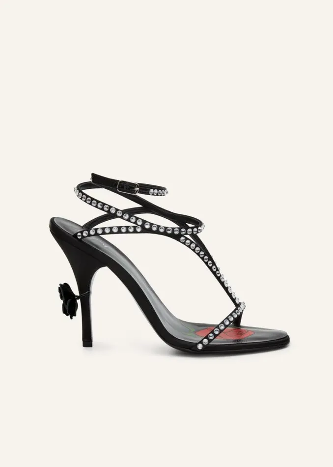 Shop Magda Butrym Shoes Strappy Sandal Heels In Black Crystals