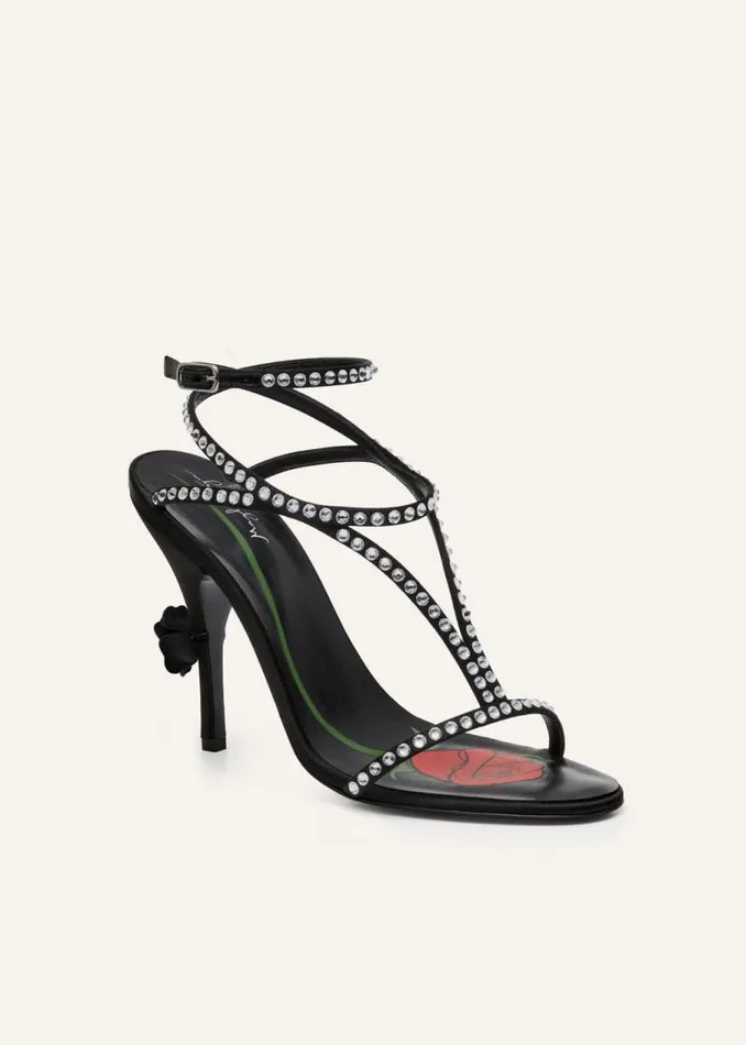 Shop Magda Butrym Shoes Strappy Sandal Heels In Black Crystals Shop Magda Butrym Shoes Strappy Sandal Heels In Black Crystals