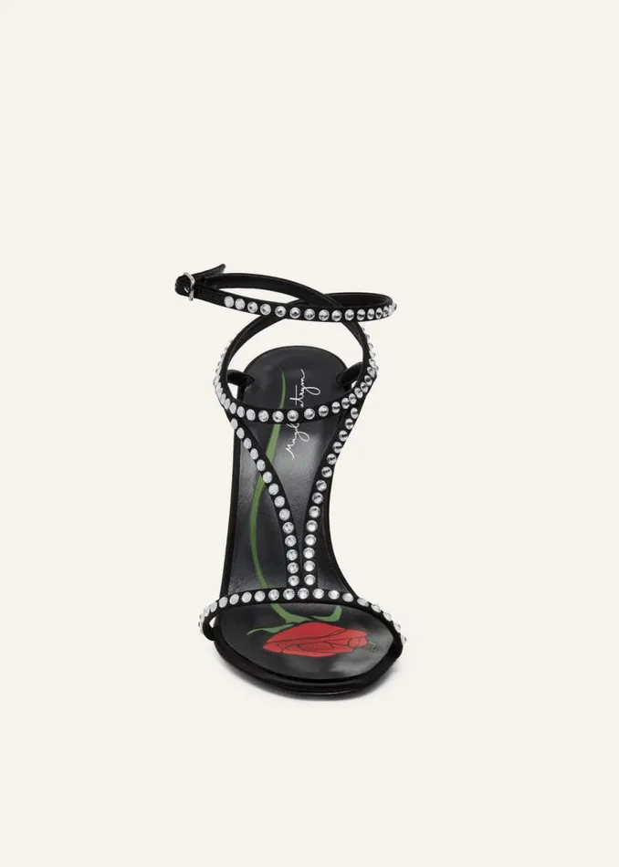 Shop Magda Butrym Shoes Strappy Sandal Heels In Black Crystals Shop Magda Butrym Shoes Strappy Sandal Heels In Black Crystals