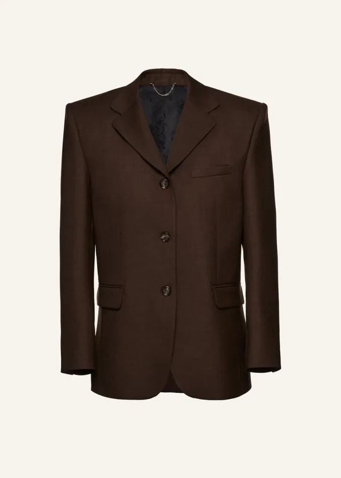 Shop Magda Butrym Tailoring And Suits Boxy Oversized Blazer In Brown