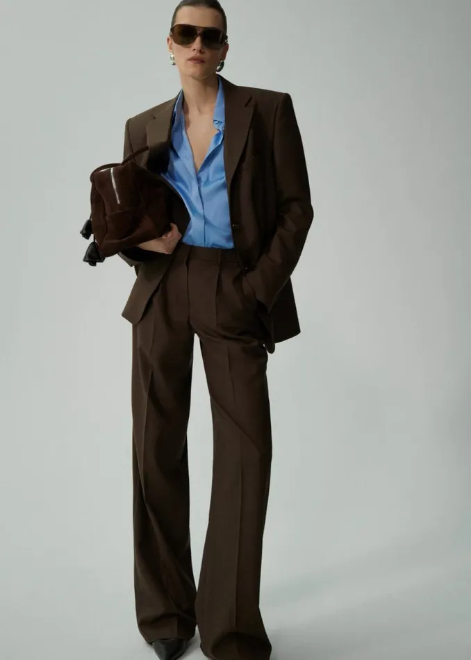 Shop Magda Butrym Tailoring And Suits Boxy Oversized Blazer In Brown