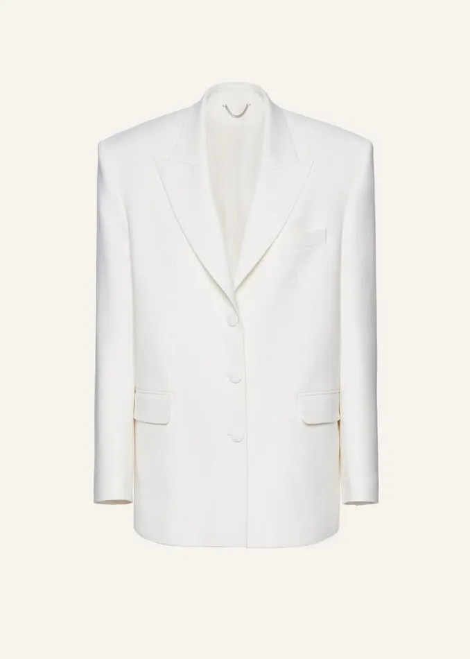Shop Magda Butrym Tailoring And Suits Classic Oversized Wool Blazer In Cream