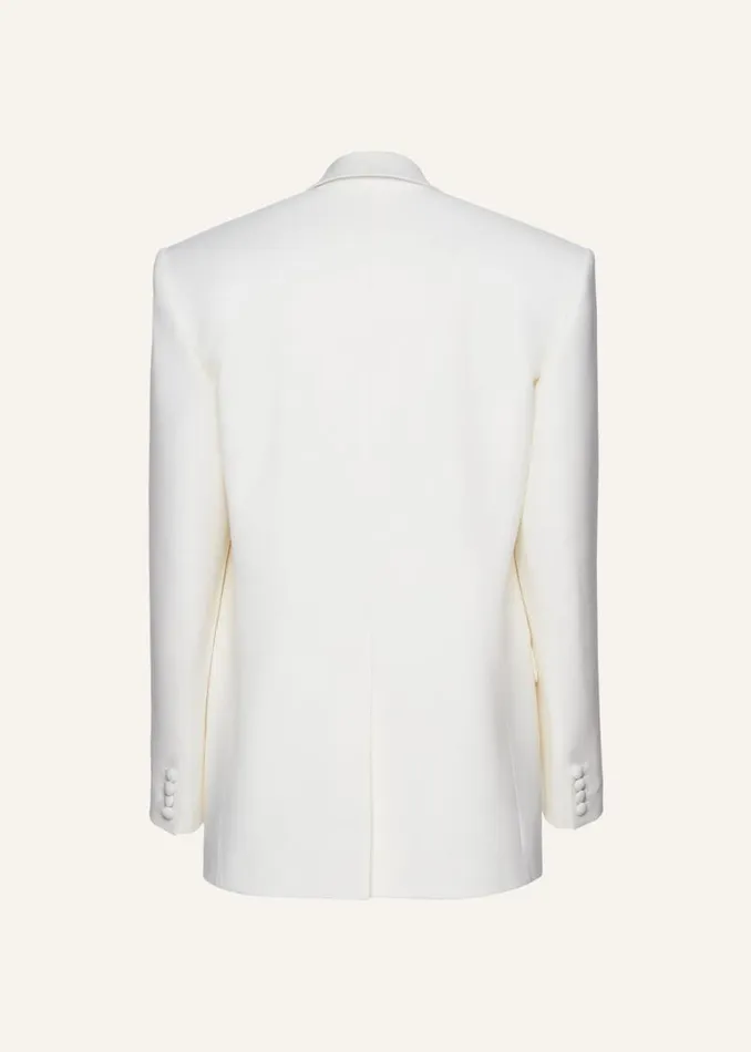 Shop Magda Butrym Tailoring And Suits Classic Oversized Wool Blazer In Cream