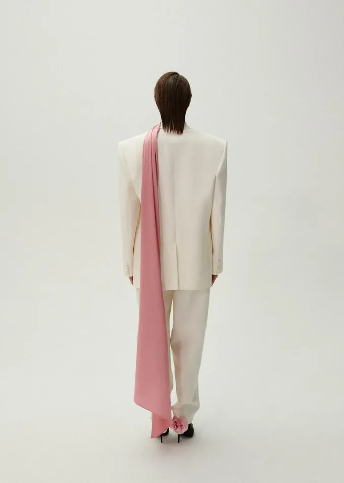 Shop Magda Butrym Tailoring And Suits Classic Oversized Wool Blazer In Cream