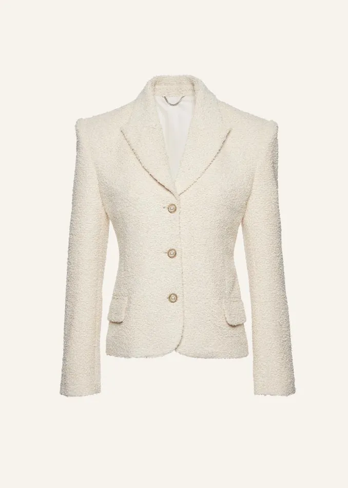 Shop Magda Butrym Tailoring And Suits Fitted Boucl Blazer In Beige