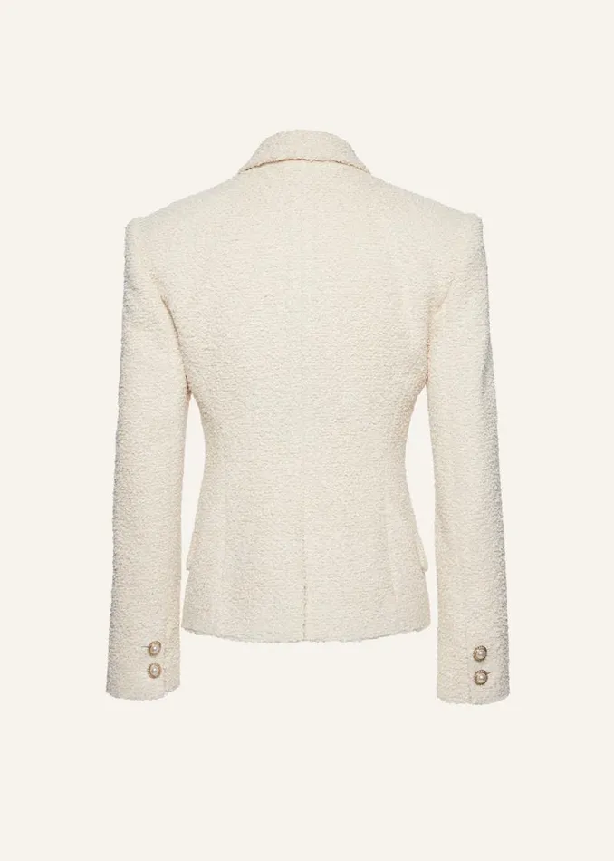 Shop Magda Butrym Tailoring And Suits Fitted Boucl Blazer In Beige