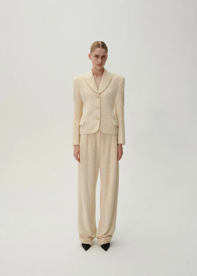 Shop Magda Butrym Tailoring And Suits Fitted Boucl Blazer In Beige