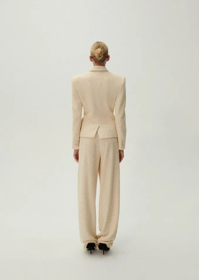 Shop Magda Butrym Tailoring And Suits Fitted Boucl Blazer In Beige