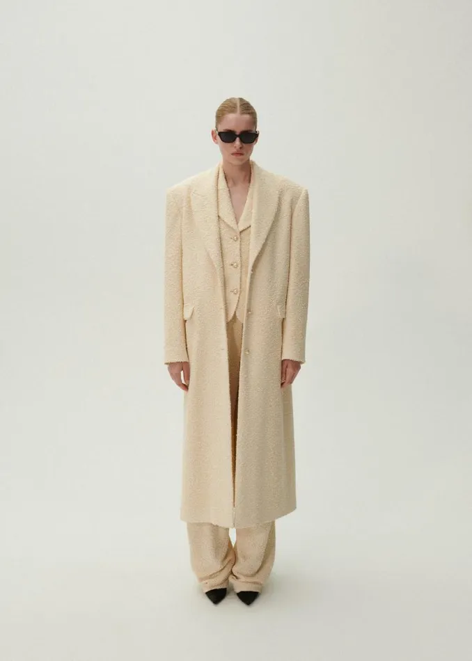 Shop Magda Butrym Tailoring And Suits Fitted Boucl Blazer In Beige