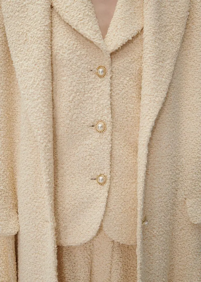 Shop Magda Butrym Tailoring And Suits Fitted Boucl Blazer In Beige