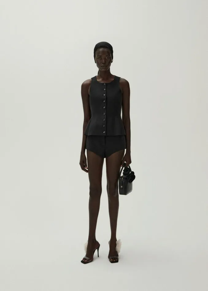 Shop Magda Butrym Tailoring And Suits Highwaist Cotton Shorts In Black