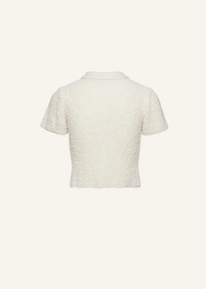 Shop Magda Butrym Tops Boucl Knit Button Up Shirt In Cream