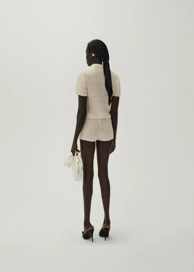 Shop Magda Butrym Tops Boucl Knit Button Up Shirt In Cream