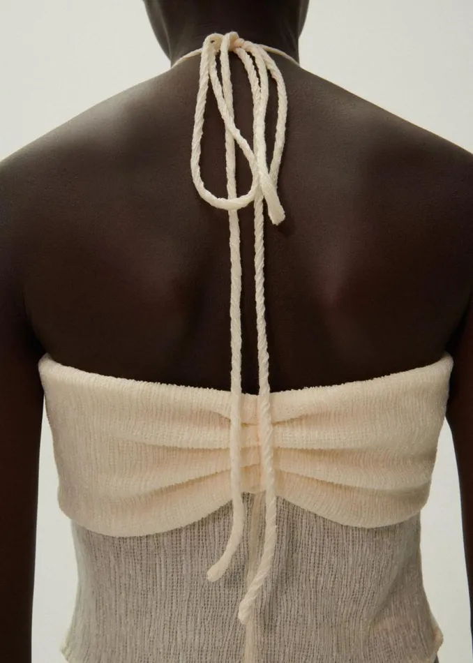 Shop Magda Butrym Tops Pearl Halterneck Tube Top In Cream