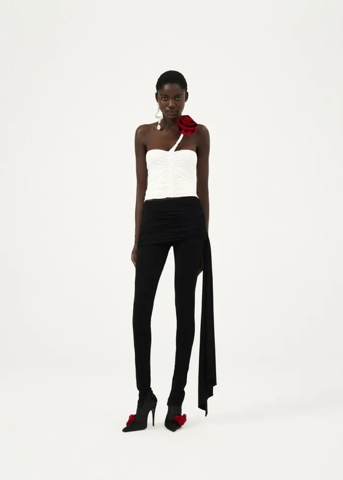 Shop Magda Butrym Tops Ruched Jersey One Shoulder Top In Cream