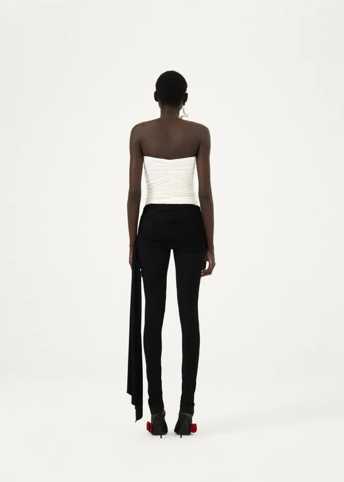 Shop Magda Butrym Tops Ruched Jersey One Shoulder Top In Cream