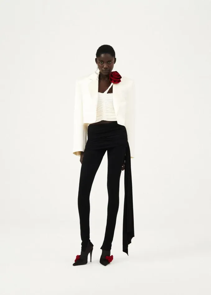 Shop Magda Butrym Tops Ruched Jersey One Shoulder Top In Cream